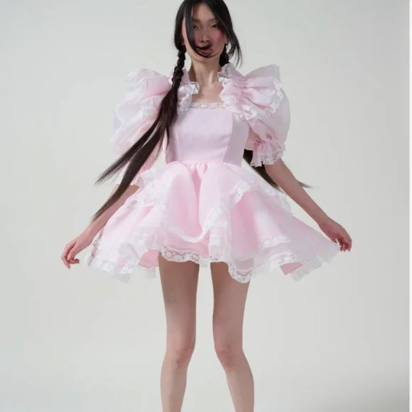 Selkie Duchess Sugarfrill Dress in Baby Soft Pink size Small - Picture 2 of 14